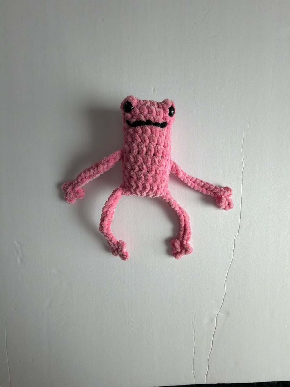 Handmade Crochet Pink Leggy Frog Plushie Amigurumi